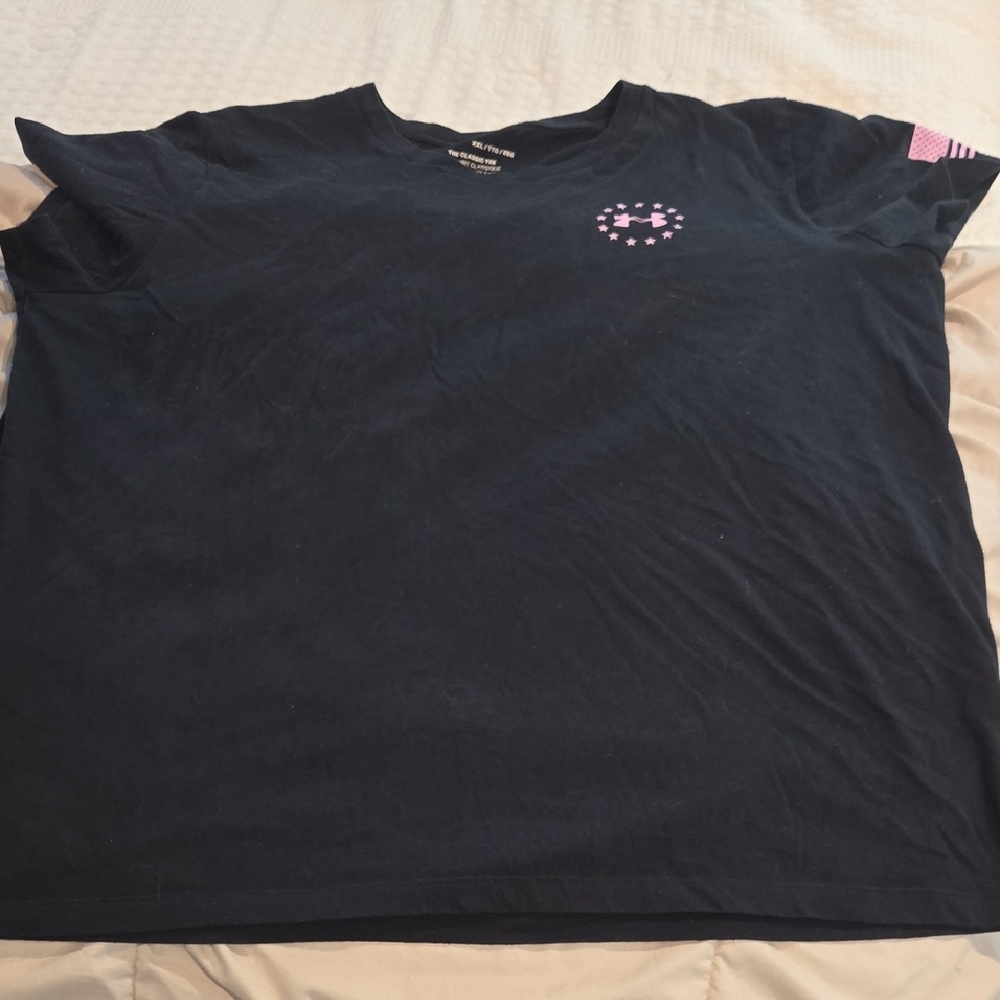 Under Armour Navy Tee with Pink Emblem